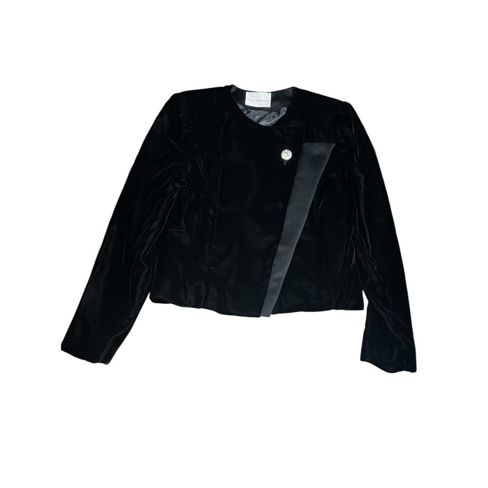 Vintage Elegant Raul Blanco ILGWU Black Velvet Skirt Suit Size 6 Petite